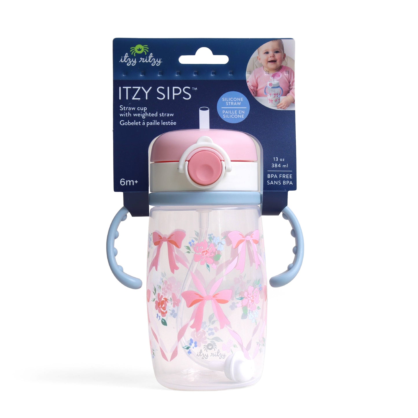 *NEW* Itzy Sips™ - Straw Cup With Snap-Close Lid: Ribbons & Roses