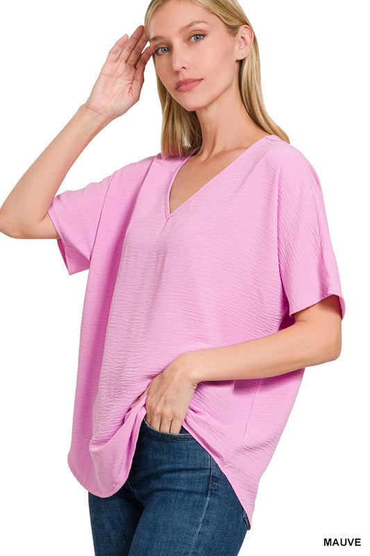 Airflow V-Neck Top - Mauve