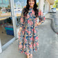 Navy Mix Floral Print Midi Dress