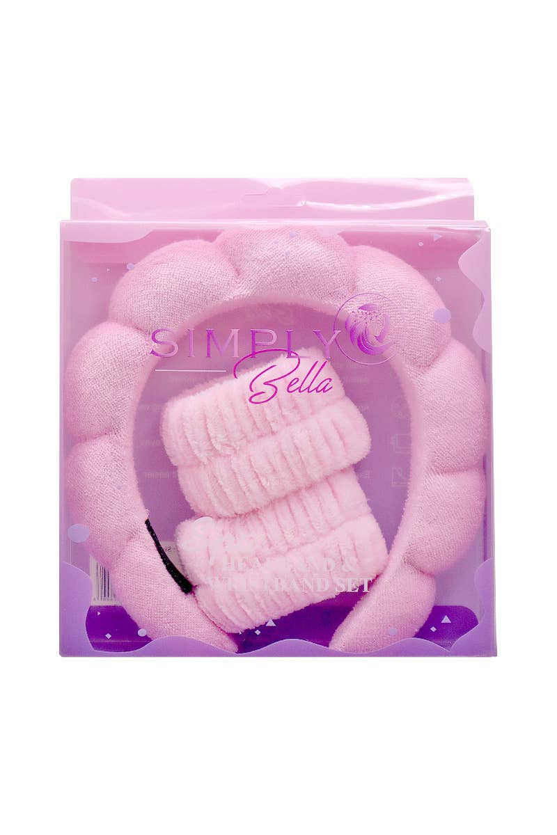 Pink Spa Headband & Wristband Set