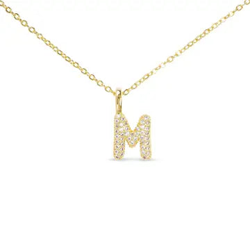 Gold CZ Large - Initial Necklaces