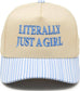 2-Tone Cap - Literally Just A Girl-Stripes-Light Blue/Beige