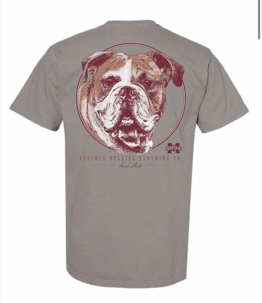 MSU Circle Bulldog Tee in Grey