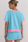 Colorblock T Shirt and Skort Set - Turquoise Pink