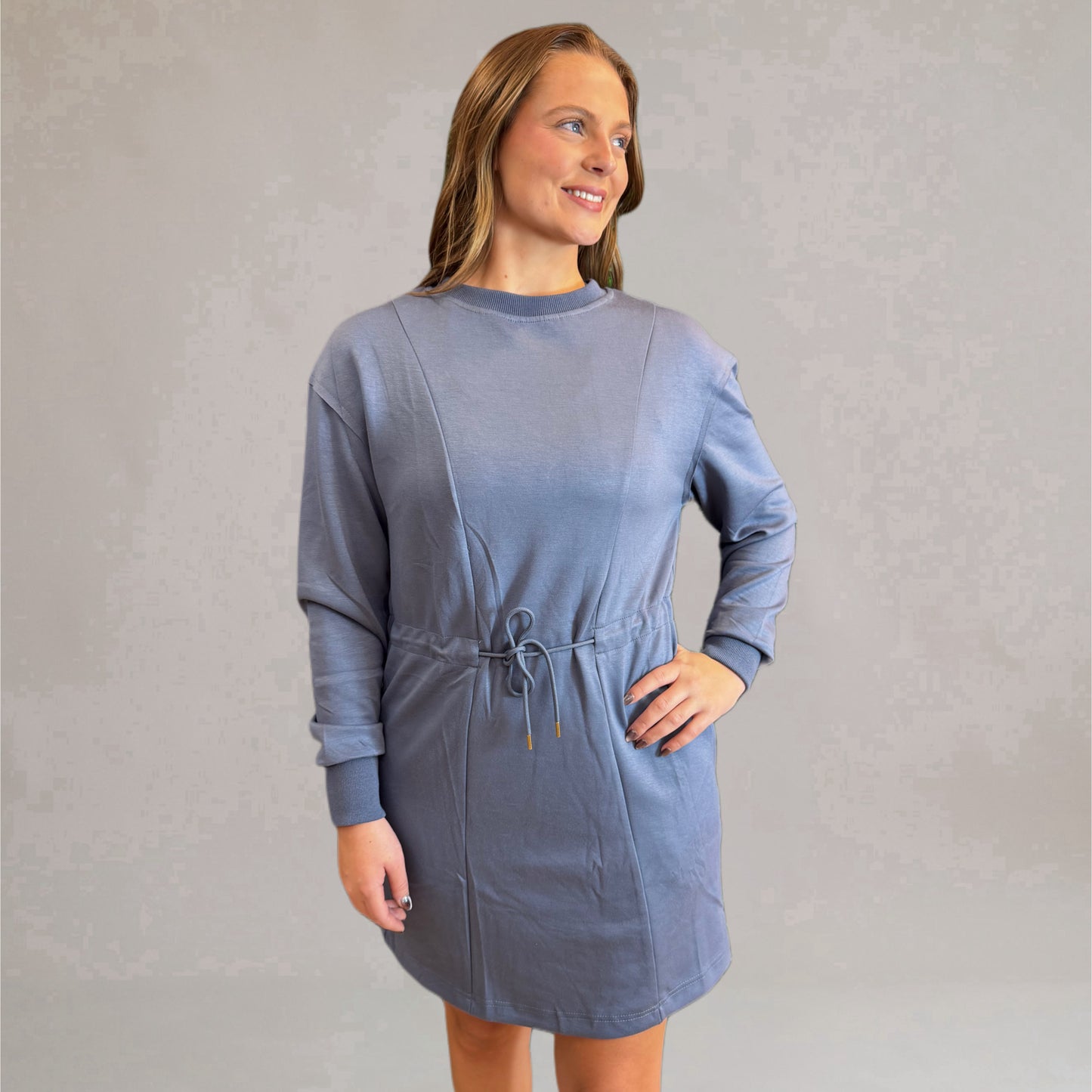 Steel Blue Butterfly Soft Knit Mini Dress