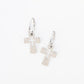 Silver Celesta Cross Charm Hammered Hoop Earrings