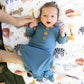 Solid Dusty Blue Bamboo Baby Knot Gown & Hat: Newborn / 7-14lbs+