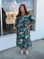 Teal Boho Paisley Tiered Midi Dress