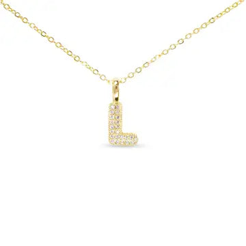 Gold CZ Large - Initial Necklaces