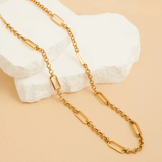 Rolo Link Bar Station Necklace