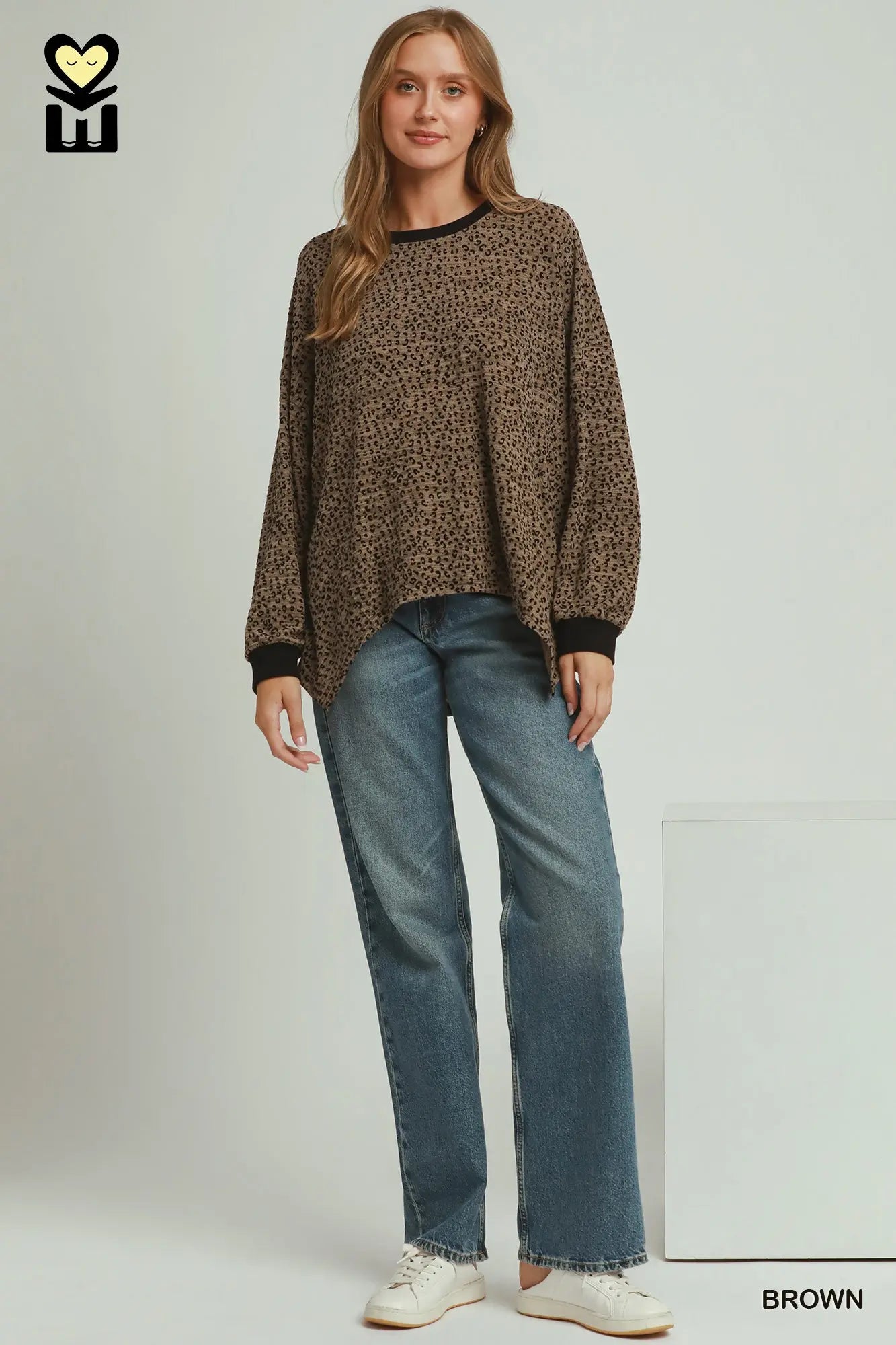 Brown Leopard Velvet Hem Top