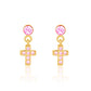 Little Luxe Drop Earrings | Cross with Pink Cubic Zirconia