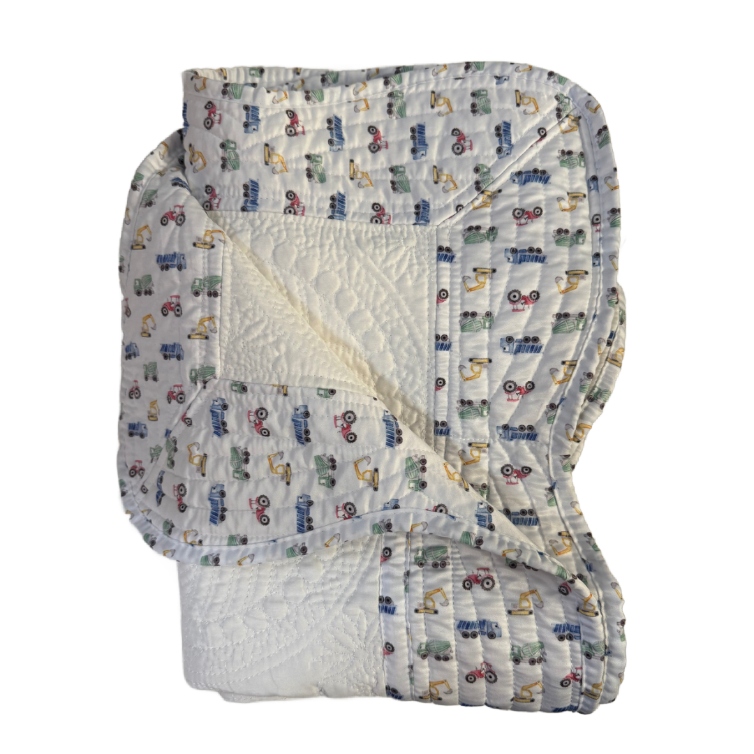 Baby Quilt Blanket Monogram: Trucks/Custom