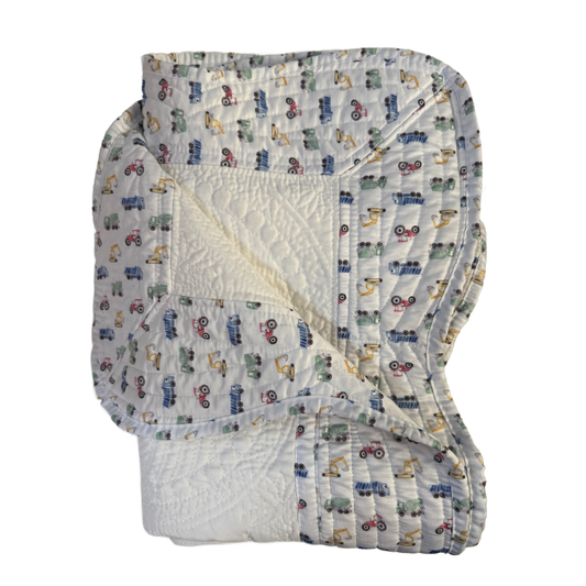 Baby Quilt Blanket Monogram: Trucks/Custom