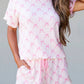 Bow Knot Lettuce Trim Two Piece Lounge Shorts Set