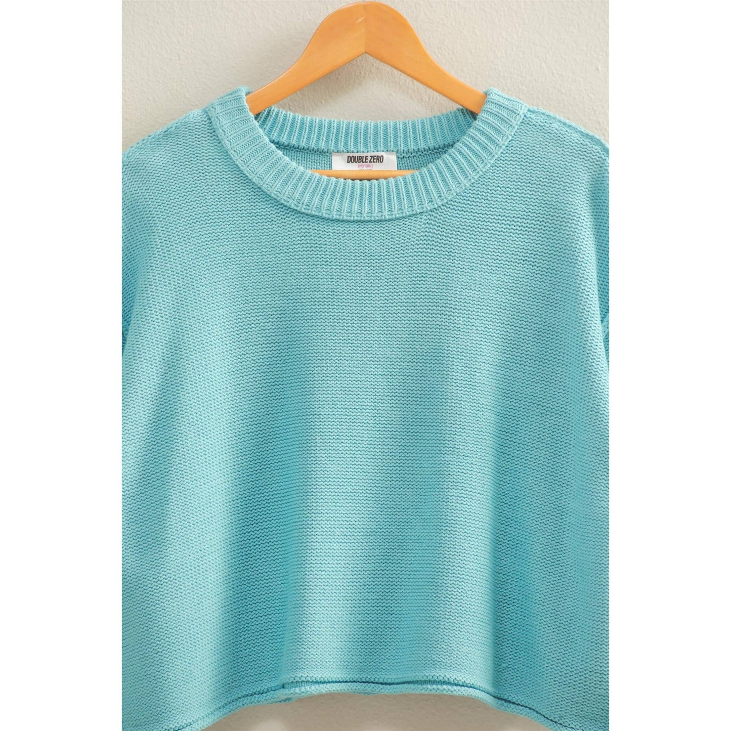 Sky Blue Cropped Oversized Sweater