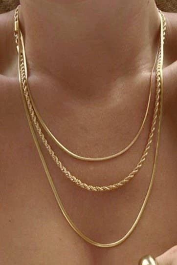 18K STAINLESS STEEL TARNISH FREE LAYERED NECKLACE | GOLD