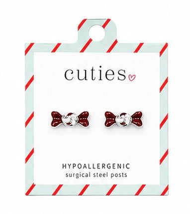 Red Glitter Holiday Candy Earrings