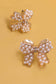 MINI PEARL BOW RIBBON GOLD EARRINGS | Gold