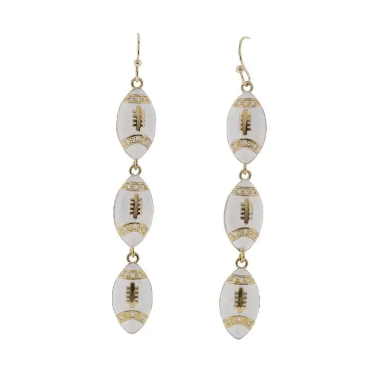 White Descending Footballs Earrings