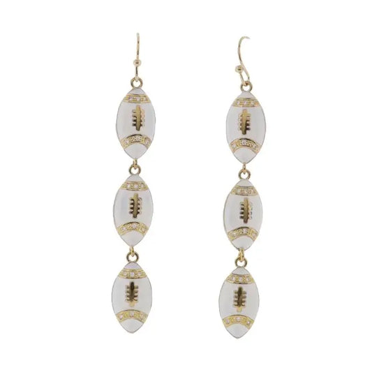 White Descending Footballs Earrings