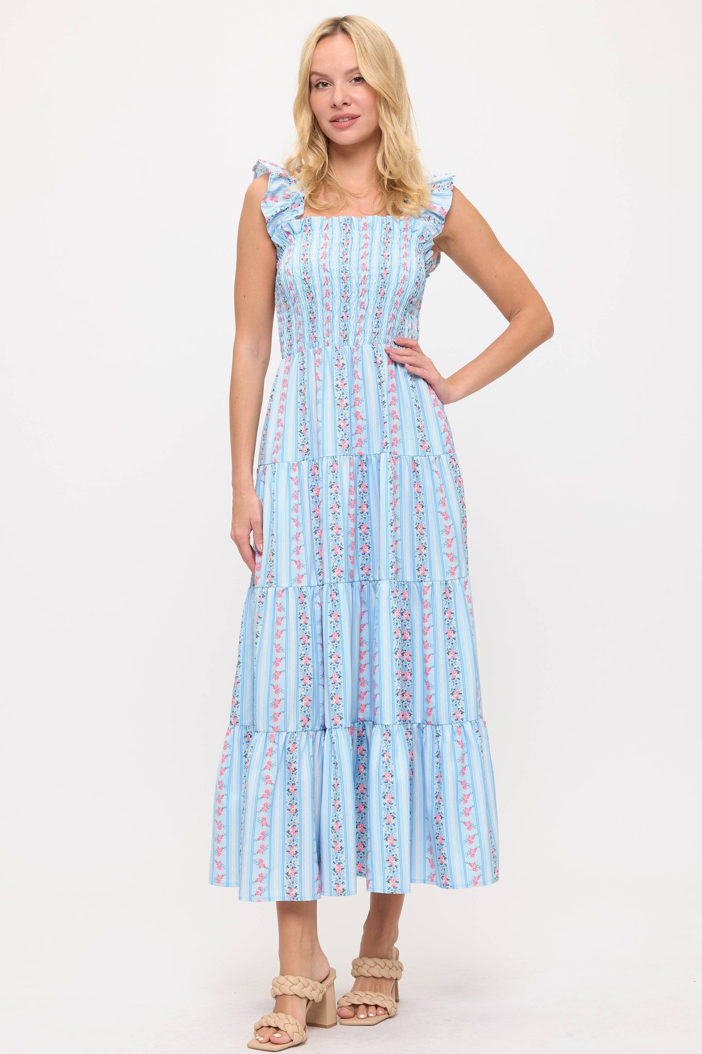 Blue Floral Boho Dress