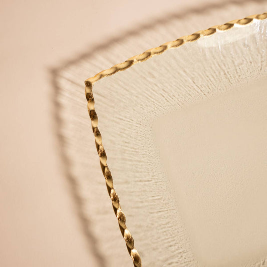 Seward Square Serving Tray - Clear + Gold