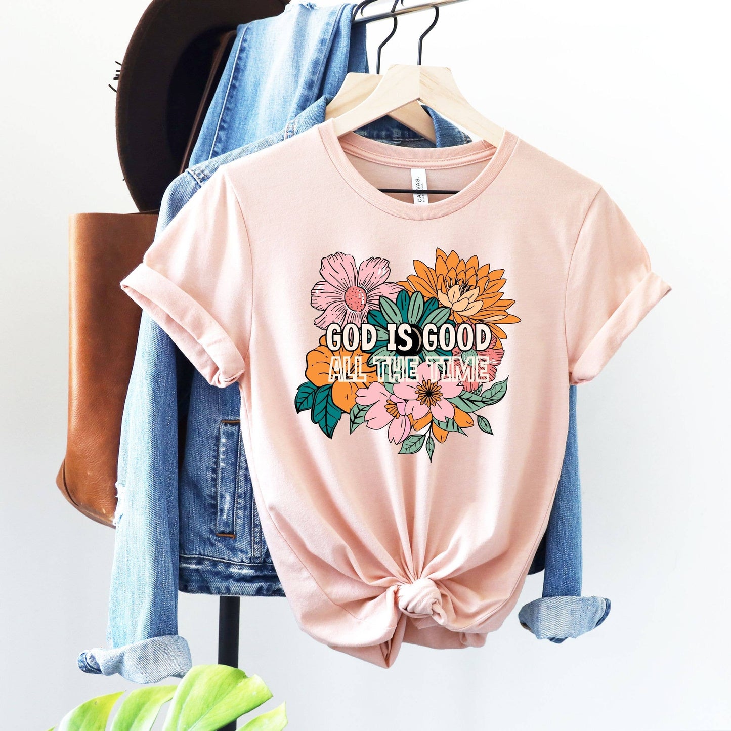 God is Good All The Time Peach Tee