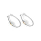 Silver Oval Hoop Earrings w/ Stone on Side
