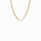 Paperclip w/freshwater pearl pendant necklace: Gold