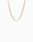 Paperclip w/freshwater pearl pendant necklace: Gold