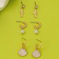 Fish Shell Pearl Marine Trio Earring Set