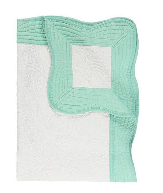 Baby Quilt Blanket Swaddle Monogram: White & Mint