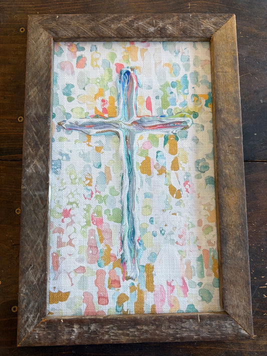 Bright Watercolors Cross 12x18