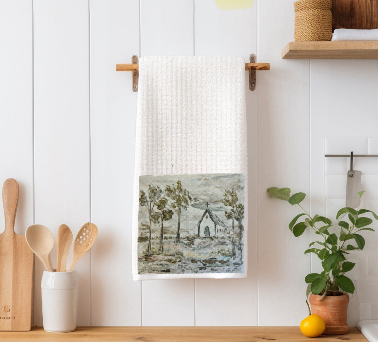 Little Blue Church Tea Towel