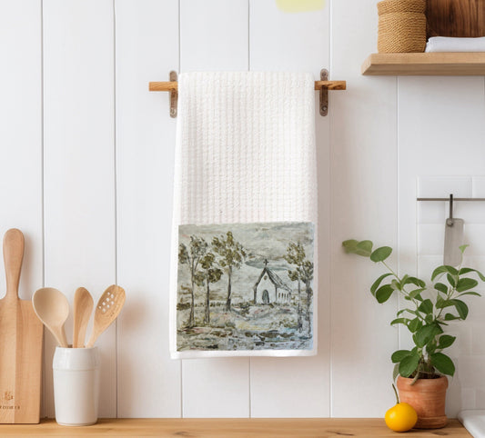 Little Blue Church Tea Towel