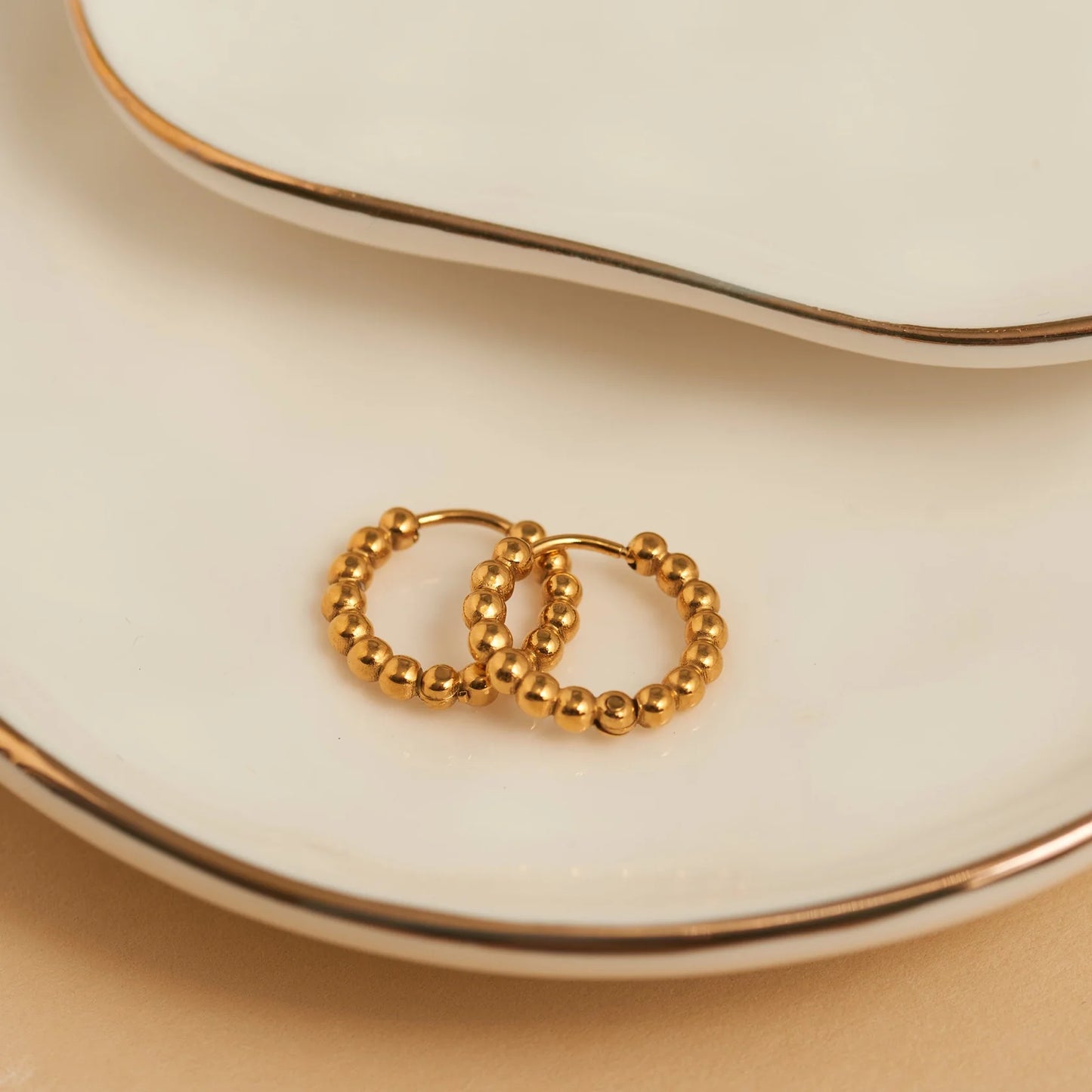 Beaded Hoop Gold Earring
