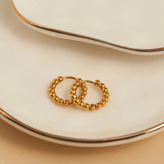 Beaded Hoop Gold Earring
