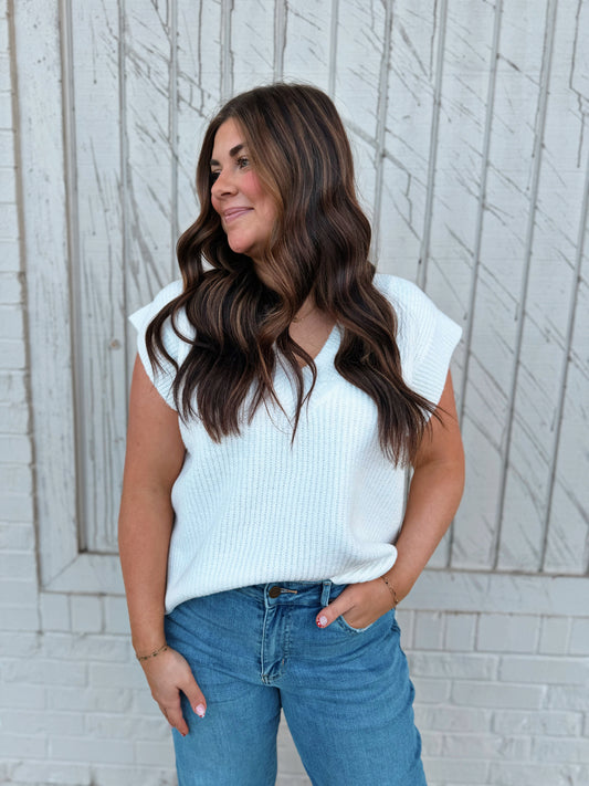 White Oversized Sweater Vest