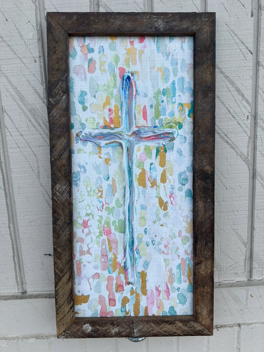 Bright Watercolor Cross Painting 12x24