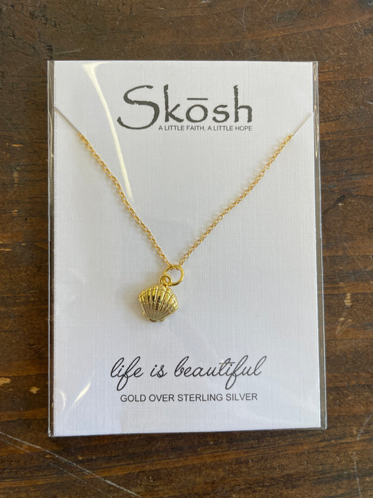 Life Is Beautiful + Gold Seashell Necklace