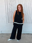 Solid Ric Rac Trim Pants Set