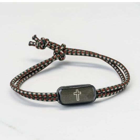 Tap to Pray - Survivor Series Tactical Bracelet - Camo Green + Cross