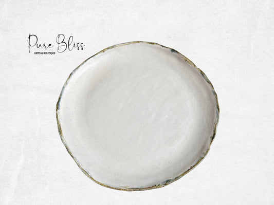 Round Platter Pottery Charming White