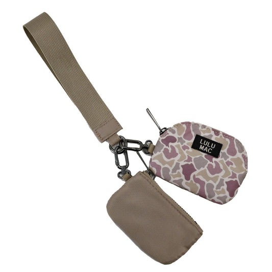 Lulu Mac Double Pouch Wristlets - Camo/Beige