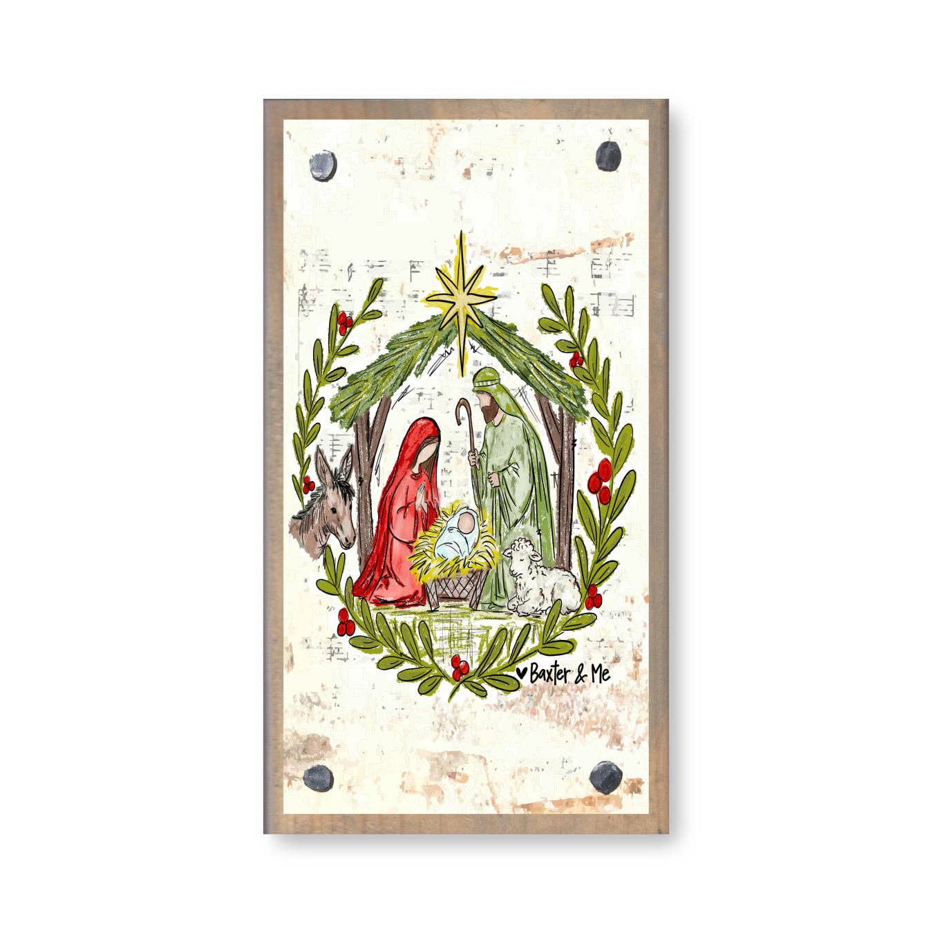 Christmas Nativity Stable Driftwood Happy Block