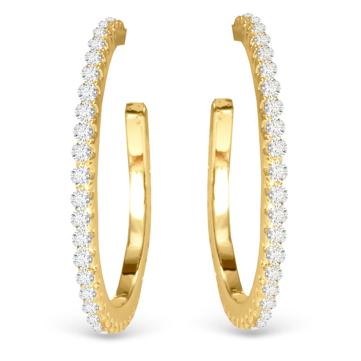 Micro-CZ Hoop Earrings -  Gold