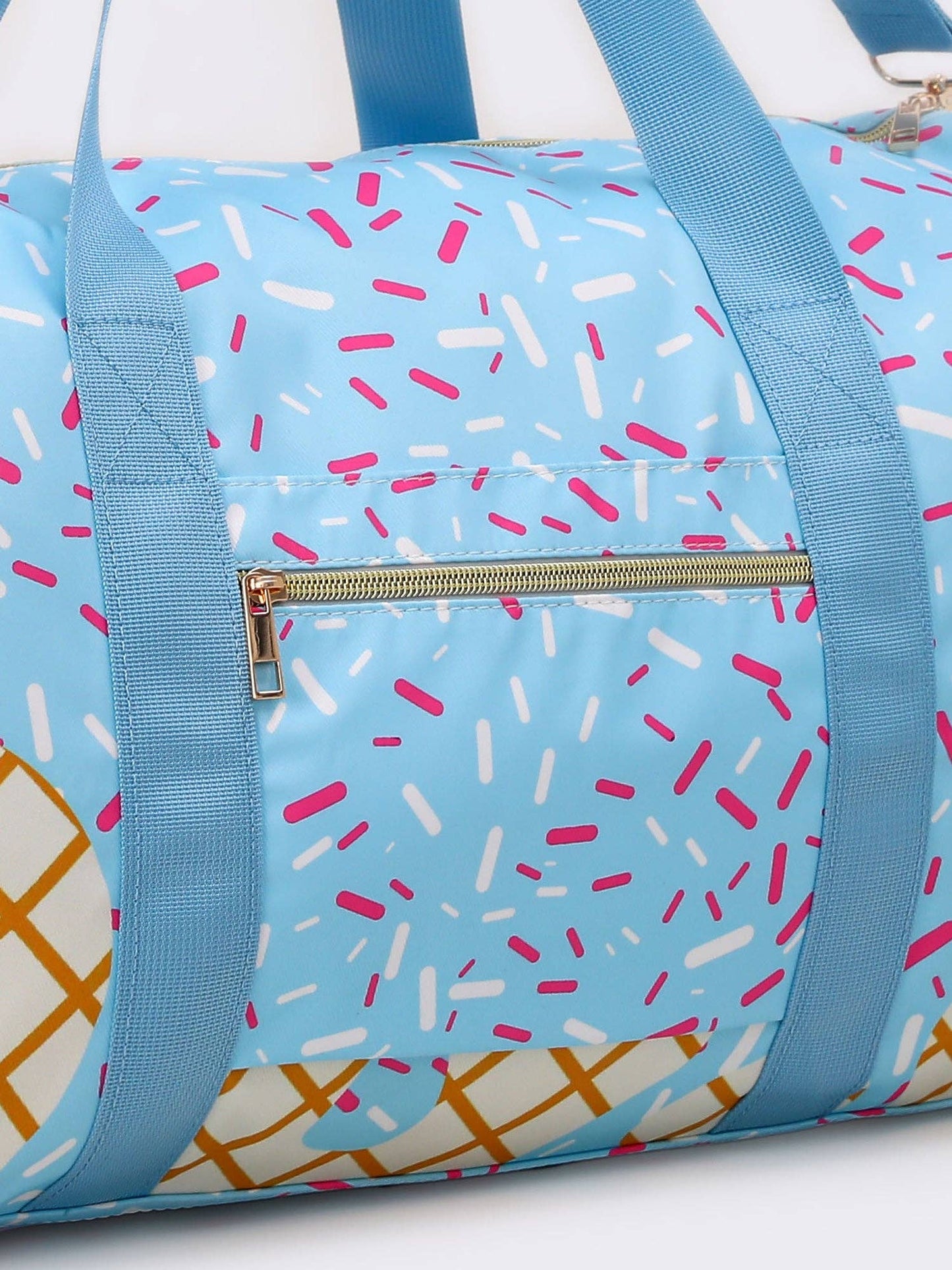 Light Blue Ice Cream Drip Pattern Canvas Duffle Bag