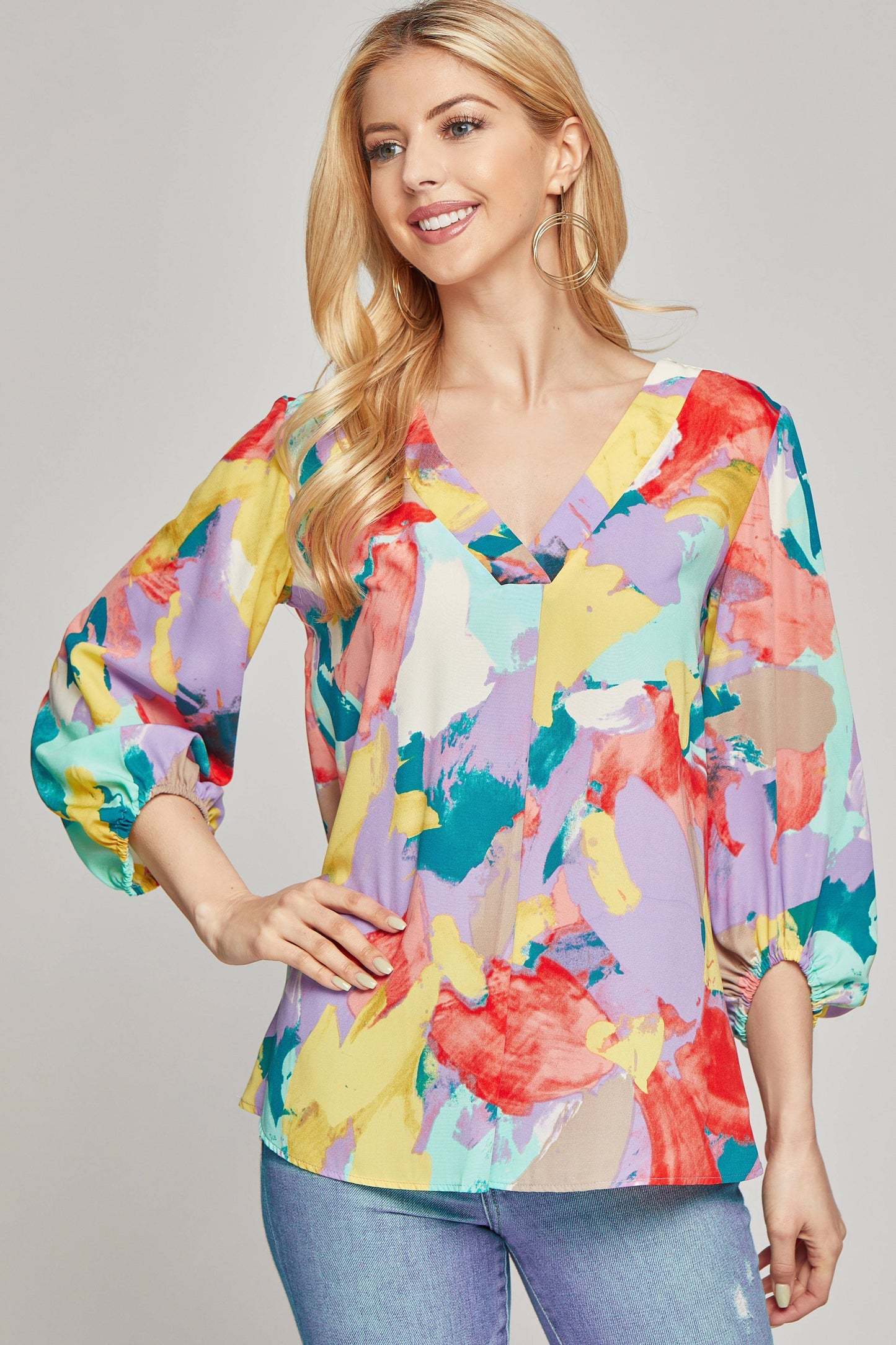 Abstract Patterned Blouse Top
