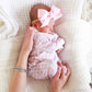 Rosey Gingham Peter Pan Collar Ruffle Zipper Footie